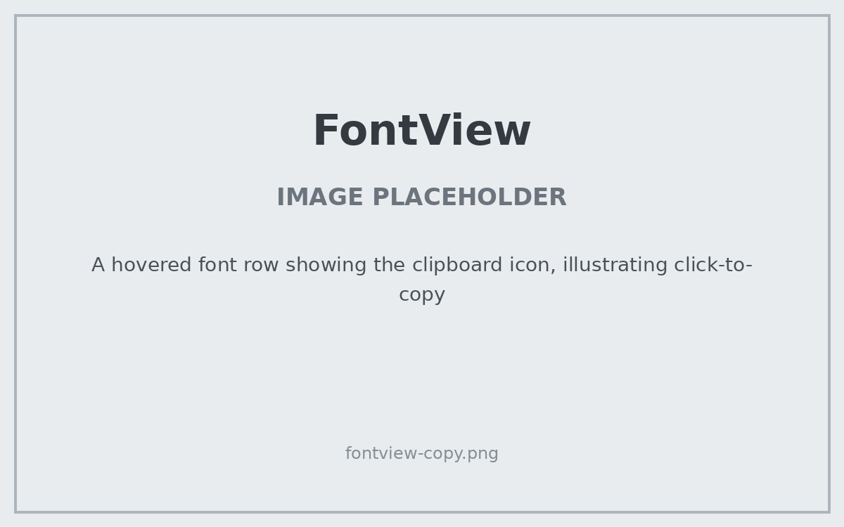 PLACEHOLDER: A hovered font row showing the clipboard icon, illustrating click-to-copy