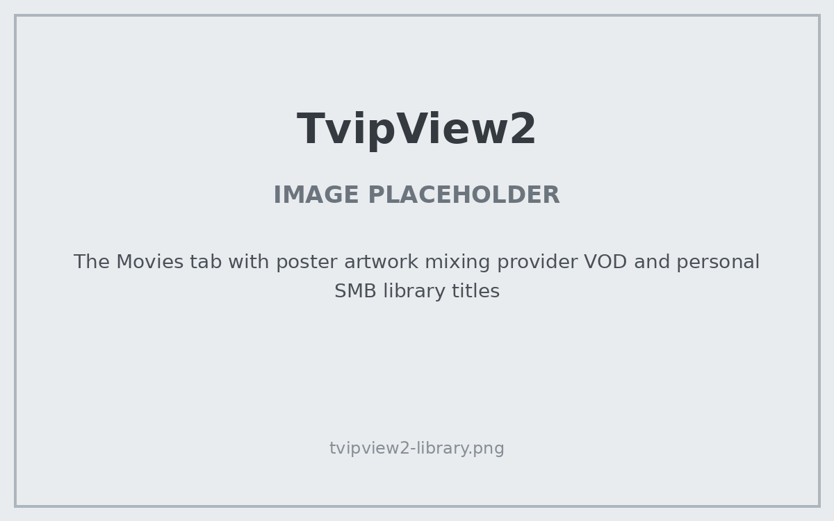 PLACEHOLDER: The Movies tab with poster artwork mixing provider VOD and personal SMB library titles