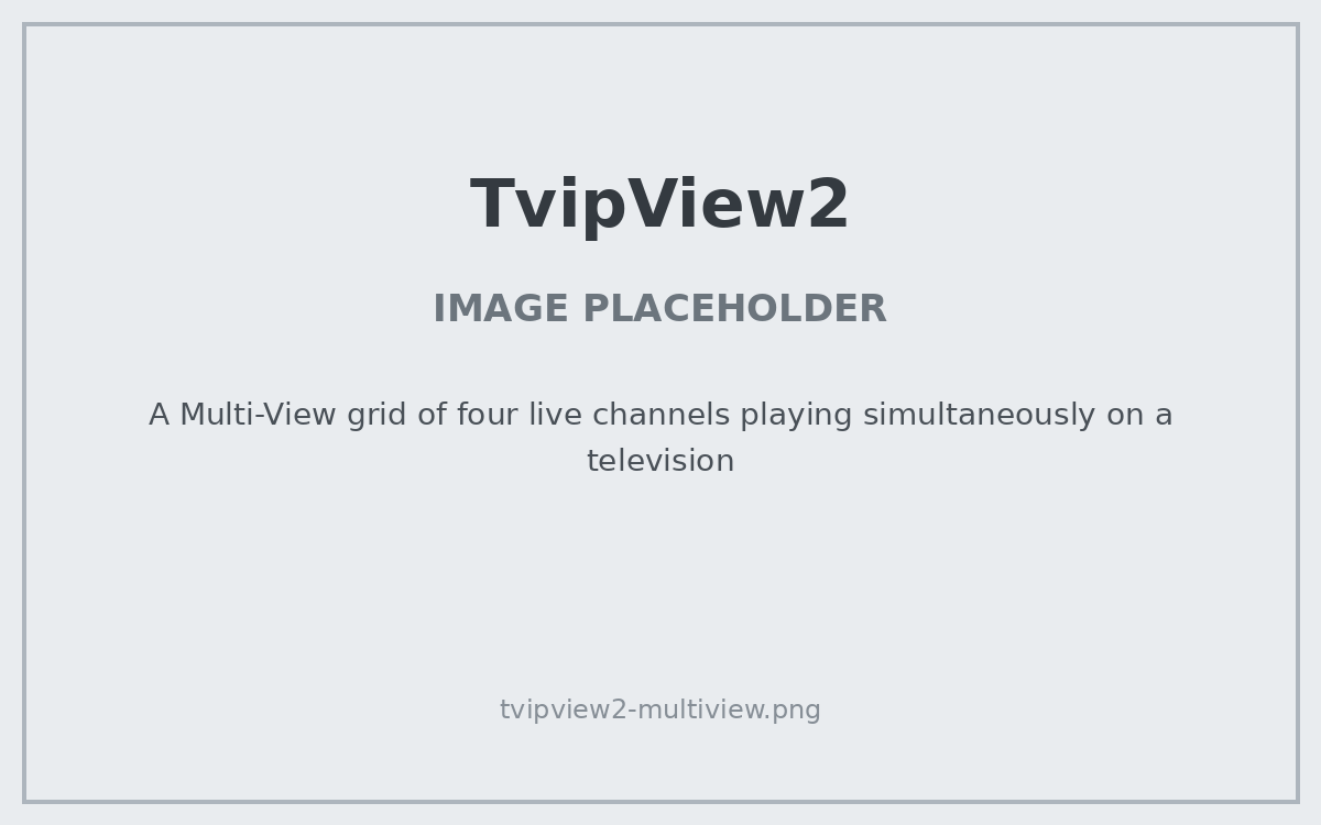 PLACEHOLDER: A Multi-View grid of four live channels playing simultaneously on a television