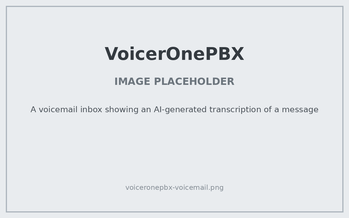 PLACEHOLDER: A voicemail inbox showing an AI-generated transcription of a message